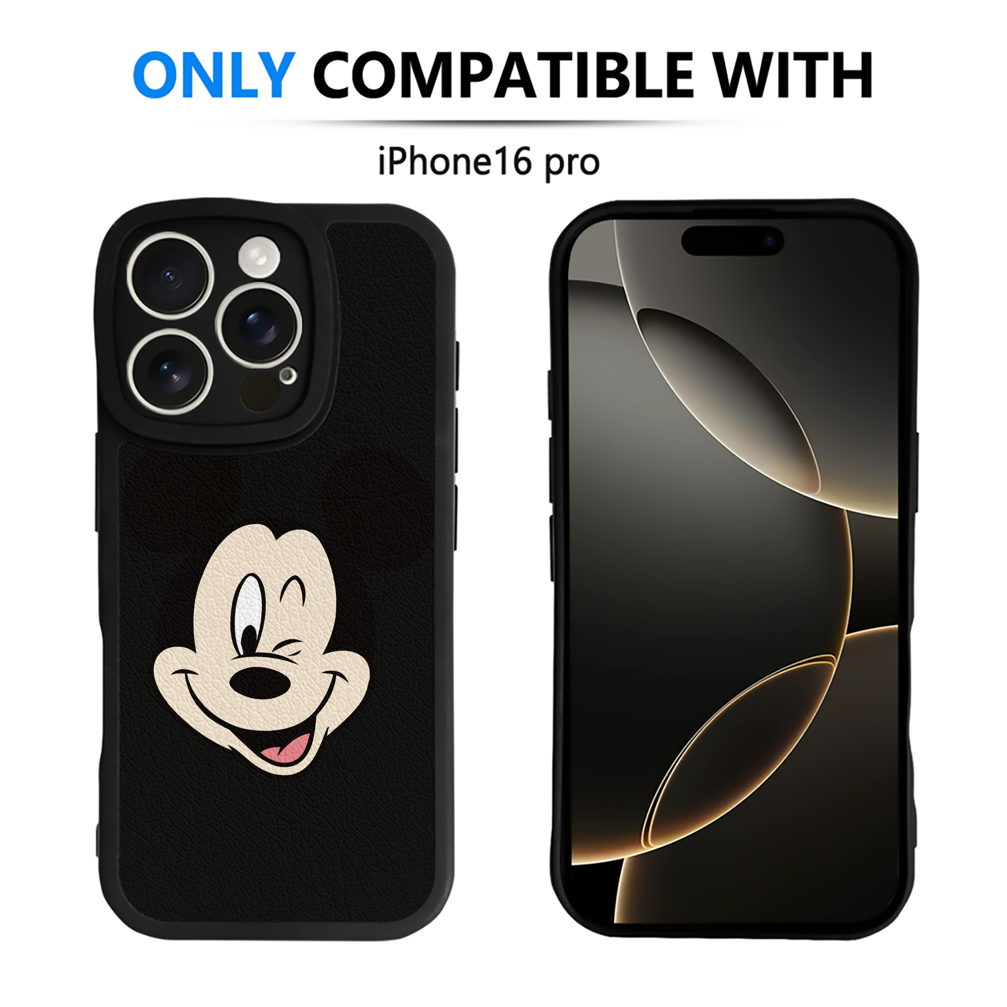 （画像用） ミッキーマウス Mickey Mouse 【iPhone 16シリーズ対応】シリコンスマホケース（レザー調） 材質：シリコン